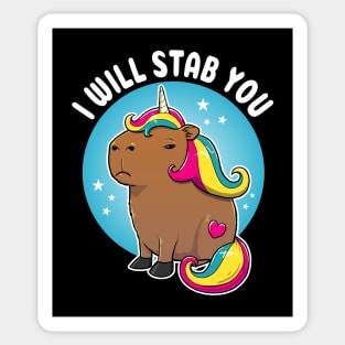 I will stab you Cartoon Capybara Unicorn Sticker